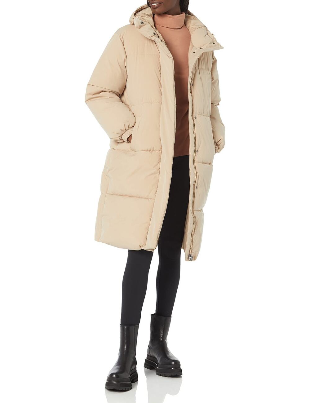 Amazon Essentials Women's Oversized Long Puffer Jacket i Tan, 1X